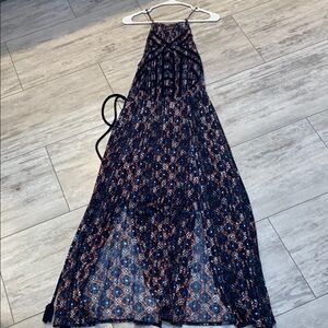 Lucky Brand Blue Patterned Women's Maxi Dress